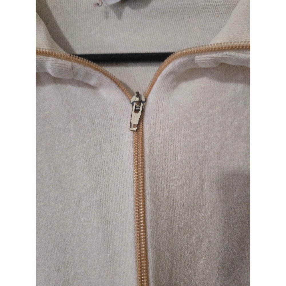 Vintage Rare Haymaker Cream Terry Cloth Full Zip Track Sweatshirt Cotton Medium - Picture 3 of 6